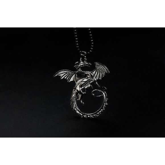 FLYING MYSTICAL DRAGON PENDANT UNISEX NECKLACE - Picture 5 of 6